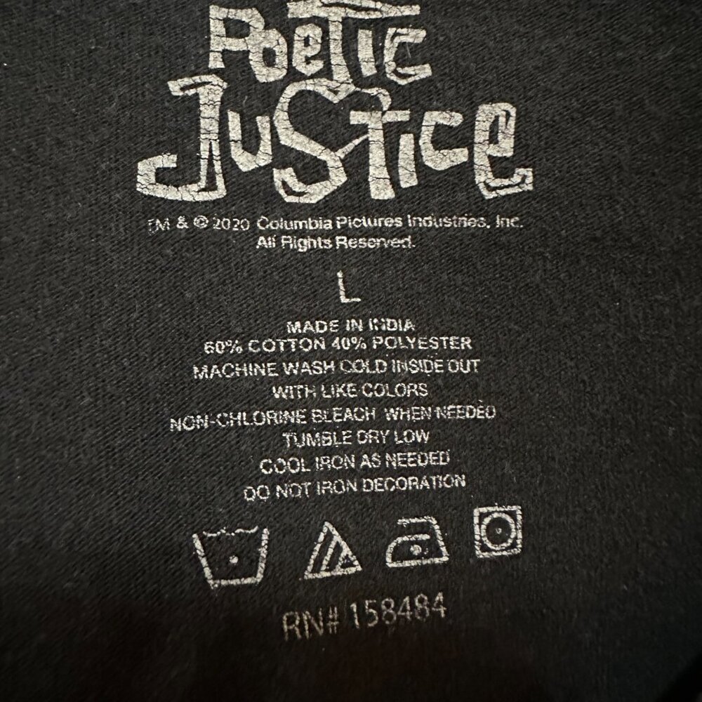 Tupac Shakur Poetic Justice 2020 Men's Black Long Sleeve Shirt Large Cotton Poly - Picture 3 of 4